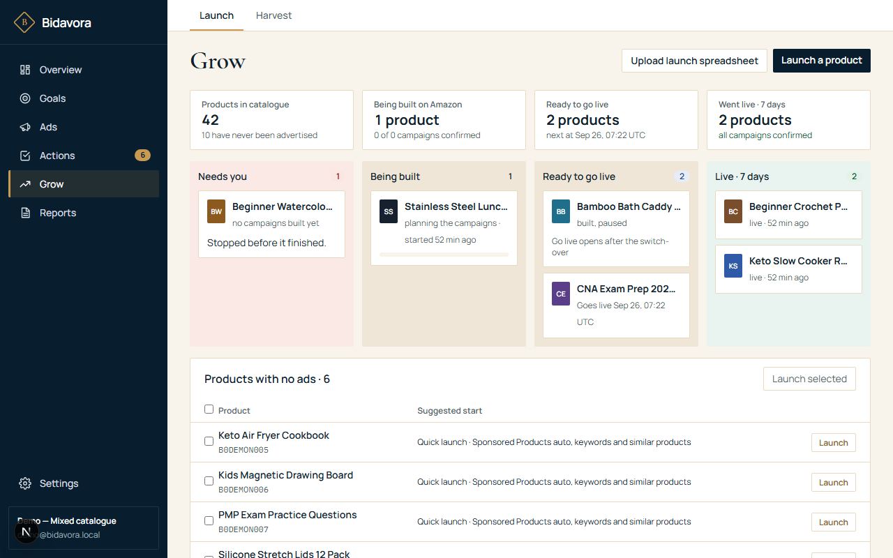 Grow › Launch queue